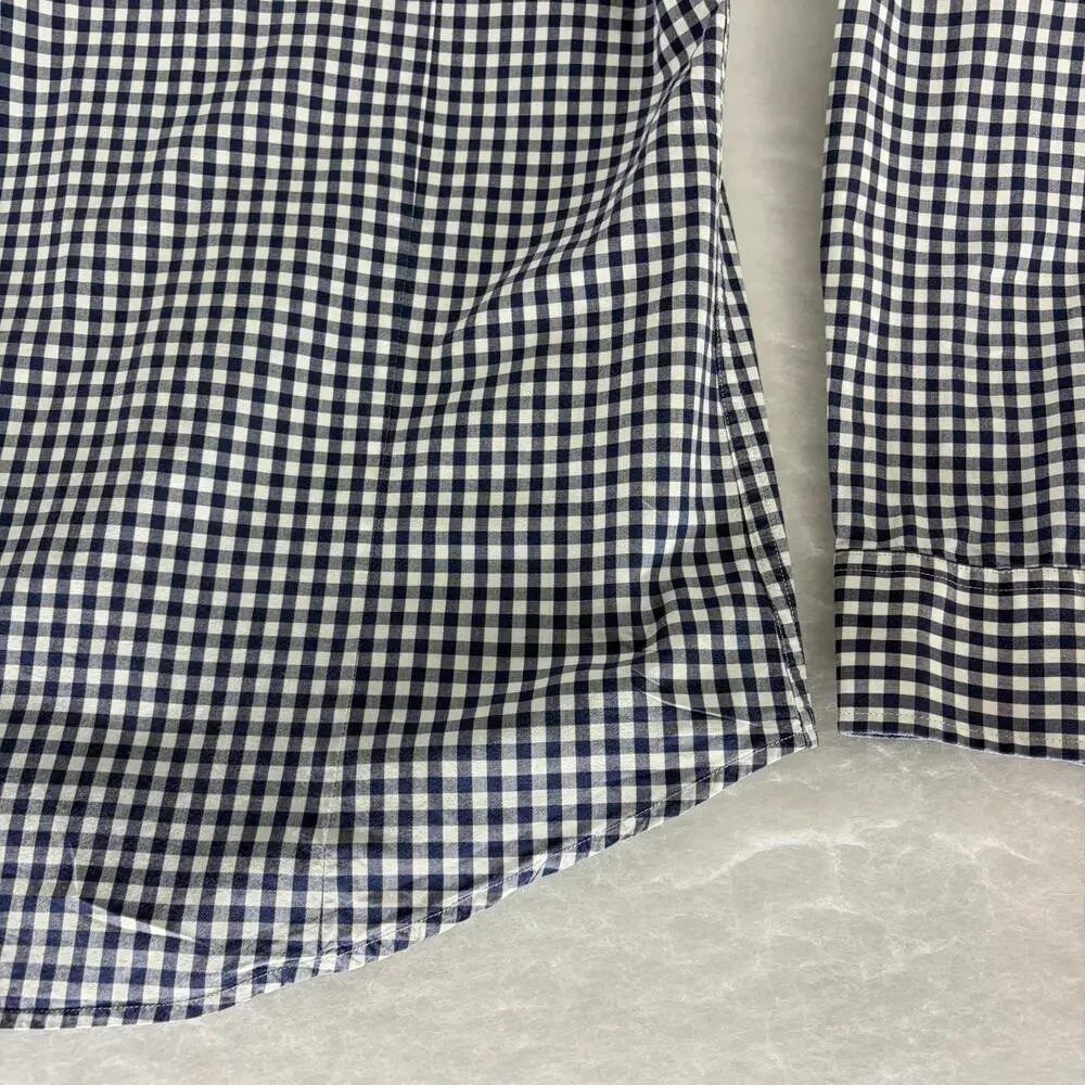 Banana Republic Navy Gingham Check Slim Fit Button Down Shirt Men's L